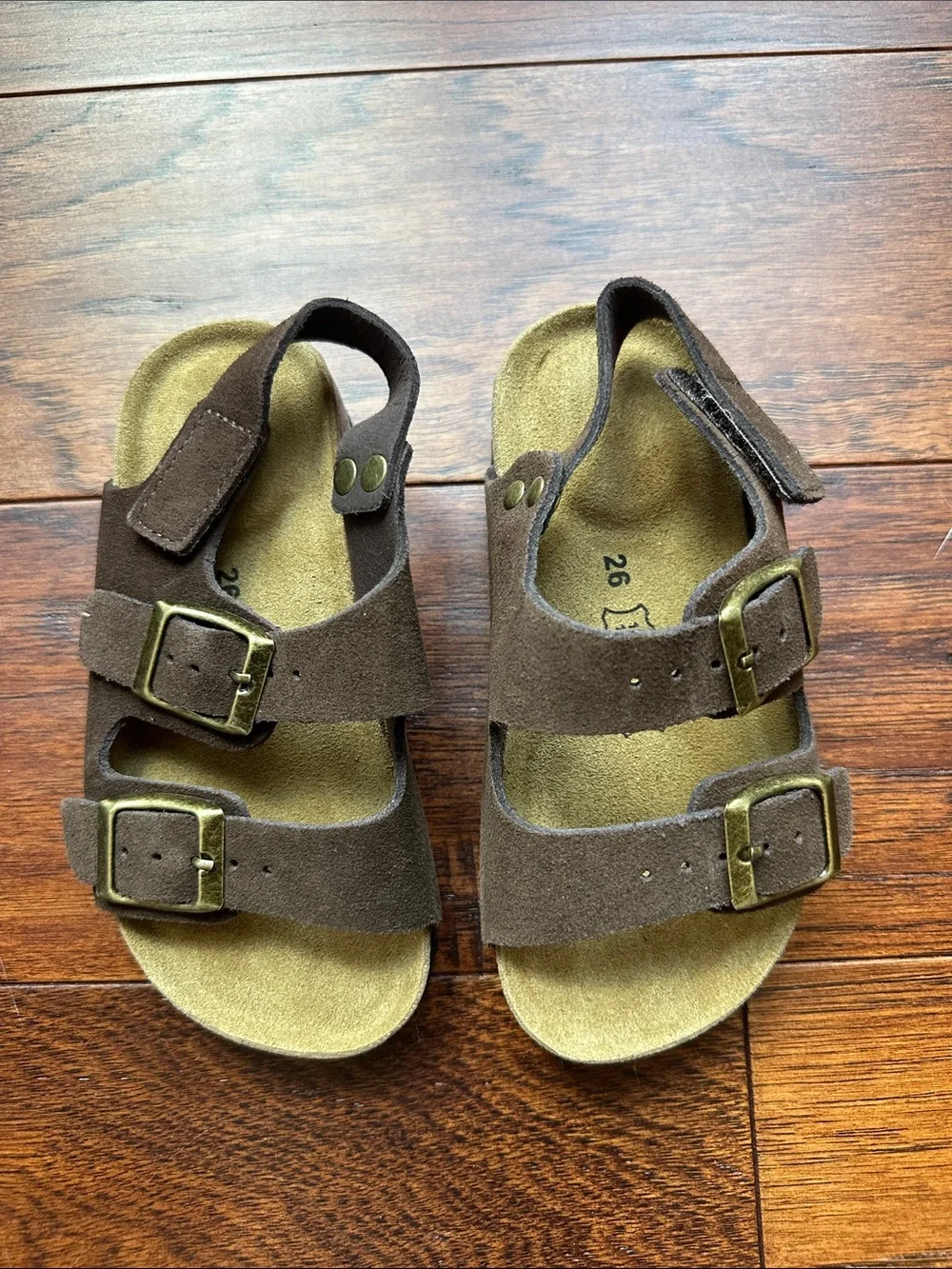 Kids Adjustable Brown Suede Buckle Sandals